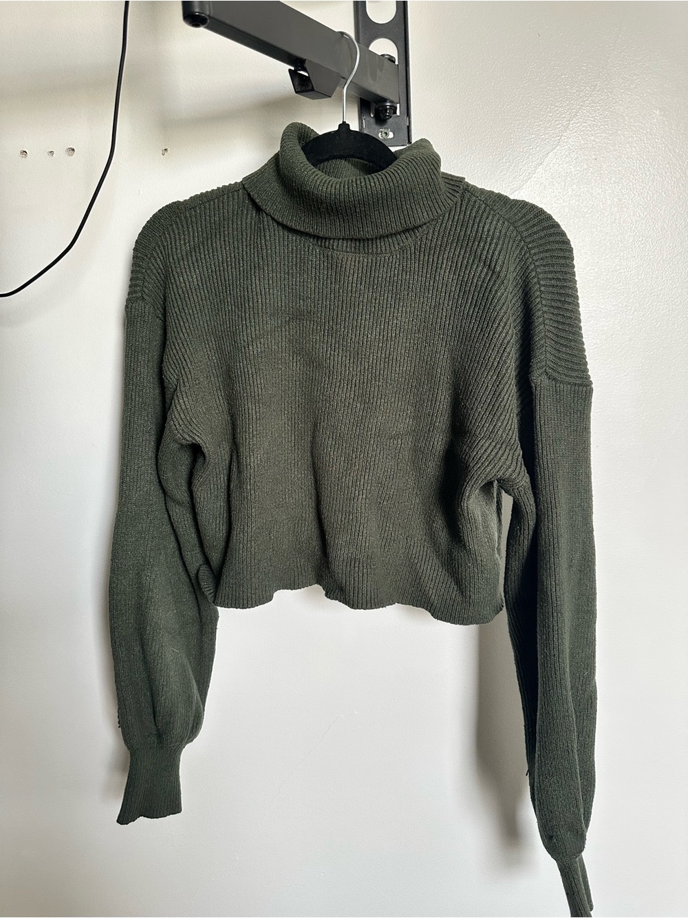 Francesca's Collections Olive Green Cropped Turtleneck Sweater